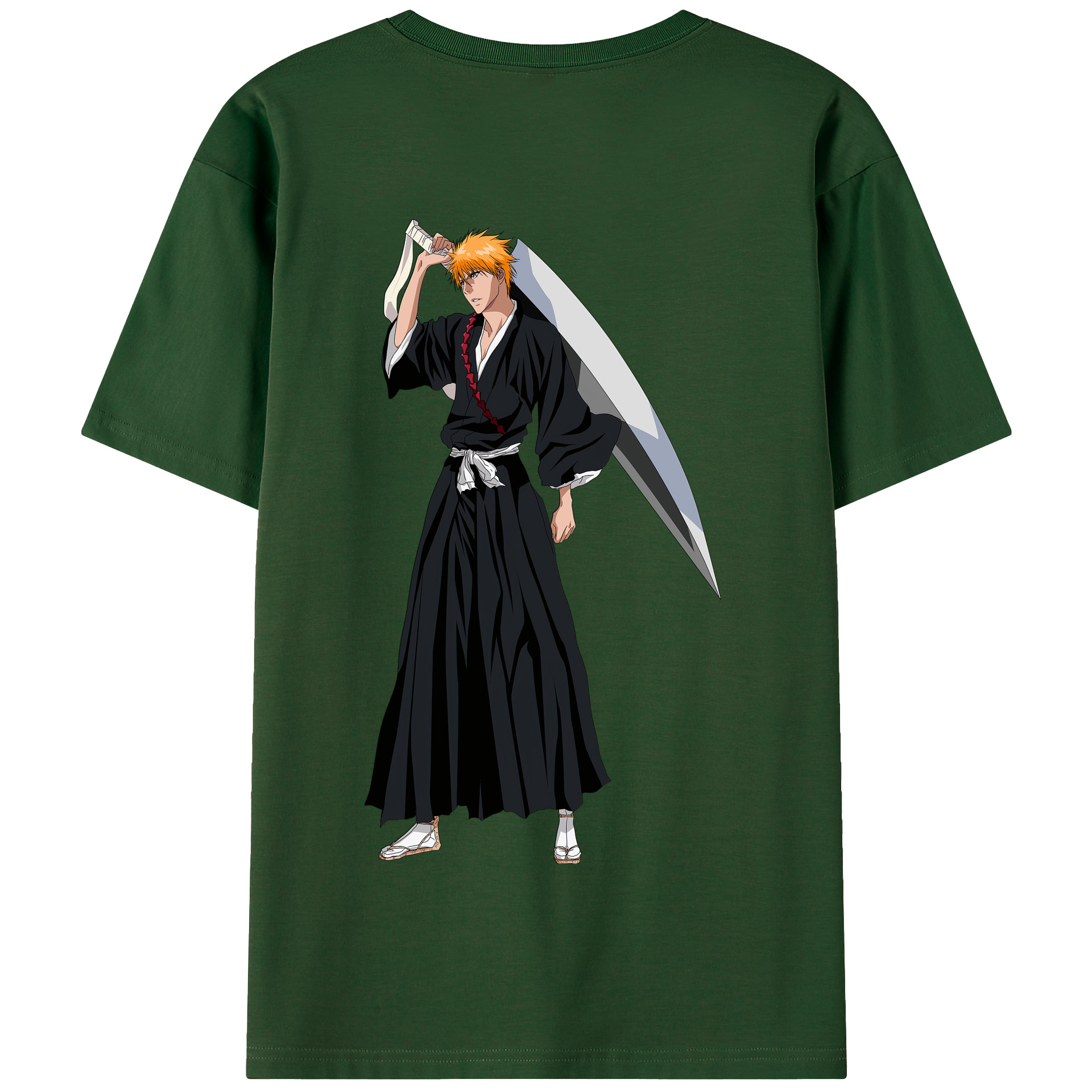 （画像用） ブリーチ 黒崎一護（くろさき いちご）BLEACH Kurosaki Ichigo 綿100％半袖Tシャツ（背面プリント）